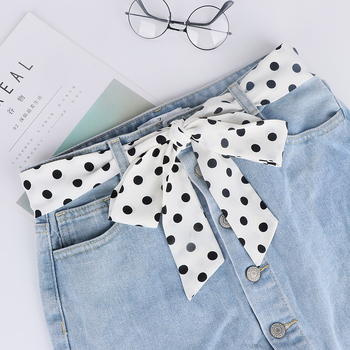 Šal-pojas s točkicama za žene, materijal tkanina, širina >4 cm, kopča u obliku mašne, stil all‑match, otisak s točkicama