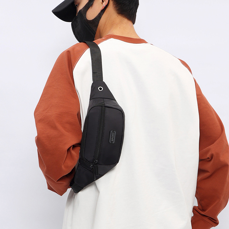 Geantă de talie sport pentru bărbați, culoare solidă, material Oxford, respirabilă, impermeabilă, ușoară, anti-furt