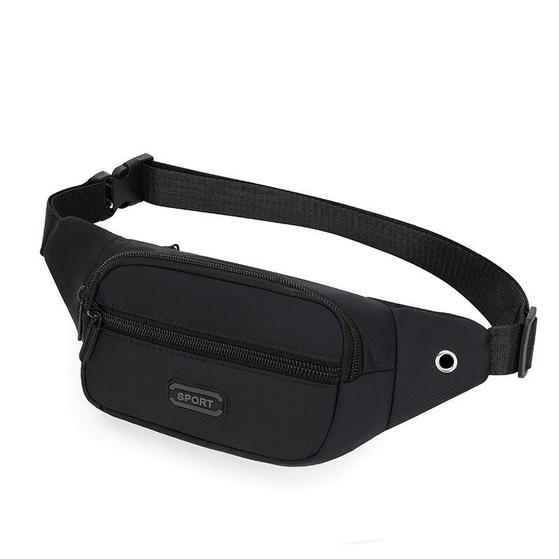 Geantă de talie sport pentru bărbați, culoare solidă, material Oxford, respirabilă, impermeabilă, ușoară, anti-furt