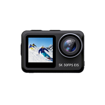 Cameră de acțiune 5K30fps cu Wi‑Fi, două ecrane LCD, corp impermeabil și suport TF pentru carduri, stabilizare electronică a imaginii