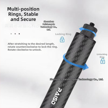 Selfie lazda Insta360/Gopro veiksmo kameroms – aukštos kokybės anglies pluoštas, 5 dalys, modelis PAISD 115