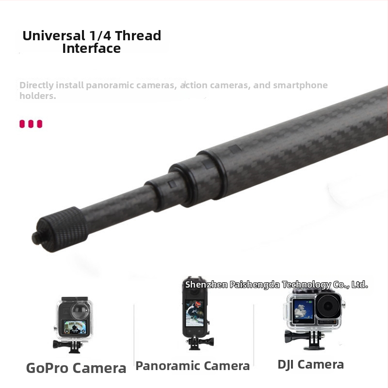 Selfie sticks priekš Insta360/Gopro darbības kamerām – augstas izturības oglekļa šķiedra, 5 sadaļas, modelis PAISD 115