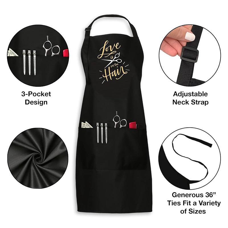 Șorț din poliester fără mâneci, cu finisaj anti-murdărie și imprimeu – stil modern minimalist