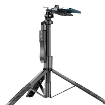 Feisende bețișor de selfie din aliaj de aluminiu, stabilizare anti vibrații, design extensibil, cap pan-tilt, telecomandă Bluetooth și iluminare auxiliară