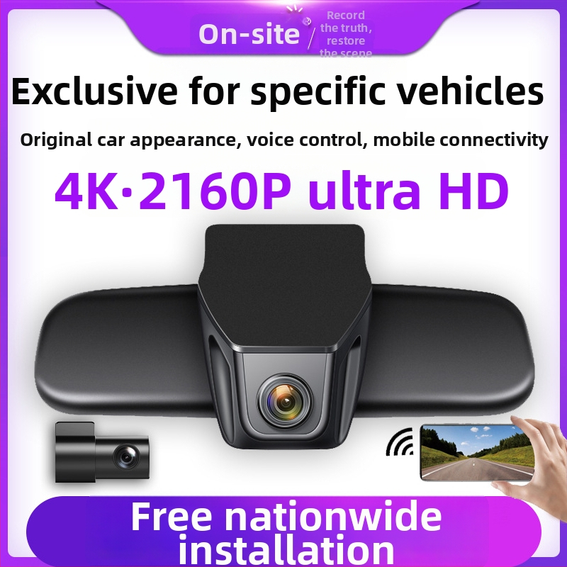 4K dvojlencová palubná kamera s nočným videním, predné a zadné nahrávanie, Wi‑Fi, montáž na spätné zrkadlo