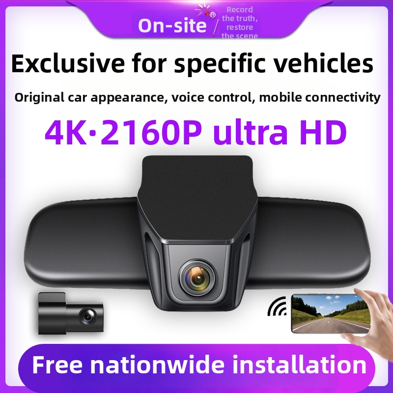 4K dvojlencová palubná kamera s nočným videním, predné a zadné nahrávanie, Wi‑Fi, montáž na spätné zrkadlo