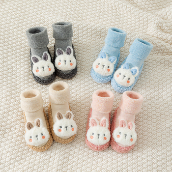 Șosete de podea pentru bebeluși pentru mers, căptușite cu fleece, groase, talpă moale antiderapant, din bumbac, pentru toamnă iarnă, mărime universală, pentru copii 0-2 ani