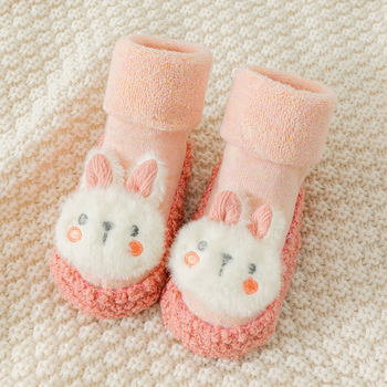 Șosete de podea pentru bebeluși pentru mers, căptușite cu fleece, groase, talpă moale antiderapant, din bumbac, pentru toamnă iarnă, mărime universală, pentru copii 0-2 ani