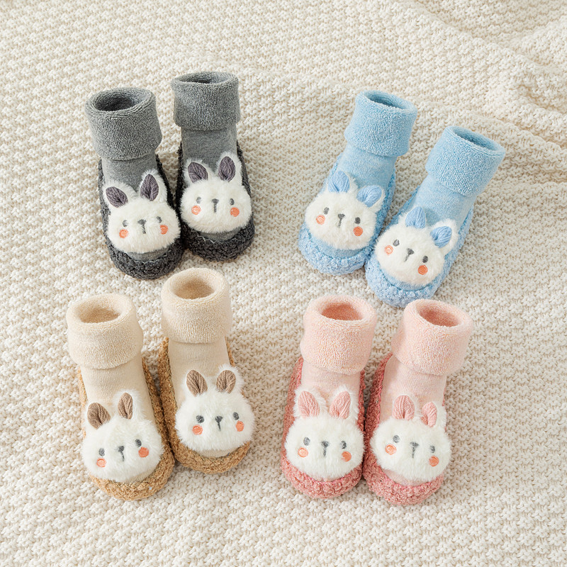 Șosete de podea pentru bebeluși pentru mers, căptușite cu fleece, groase, talpă moale antiderapant, din bumbac, pentru toamnă iarnă, mărime universală, pentru copii 0-2 ani