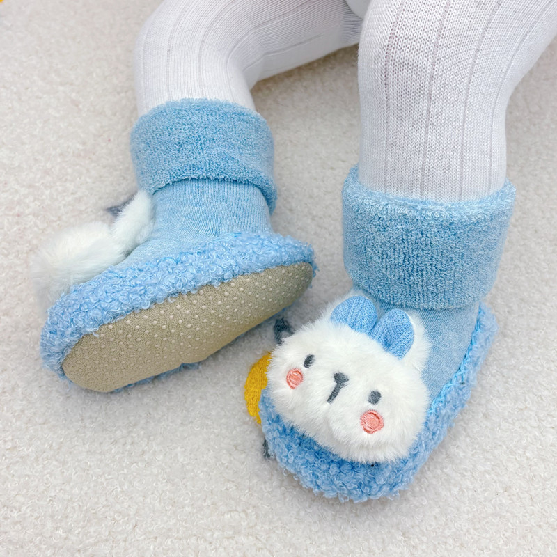 Șosete de podea pentru bebeluși pentru mers, căptușite cu fleece, groase, talpă moale antiderapant, din bumbac, pentru toamnă iarnă, mărime universală, pentru copii 0-2 ani