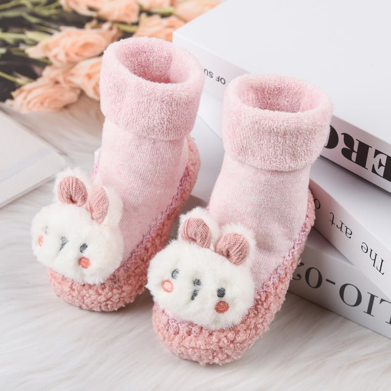 Șosete de podea pentru bebeluși pentru mers, căptușite cu fleece, groase, talpă moale antiderapant, din bumbac, pentru toamnă iarnă, mărime universală, pentru copii 0-2 ani