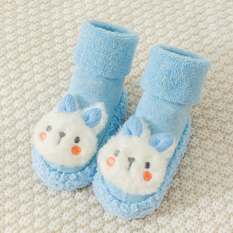 Șosete de podea pentru bebeluși pentru mers, căptușite cu fleece, groase, talpă moale antiderapant, din bumbac, pentru toamnă iarnă, mărime universală, pentru copii 0-2 ani
