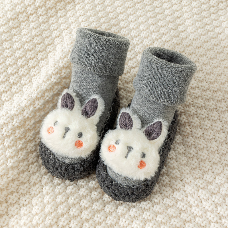 Șosete de podea pentru bebeluși pentru mers, căptușite cu fleece, groase, talpă moale antiderapant, din bumbac, pentru toamnă iarnă, mărime universală, pentru copii 0-2 ani