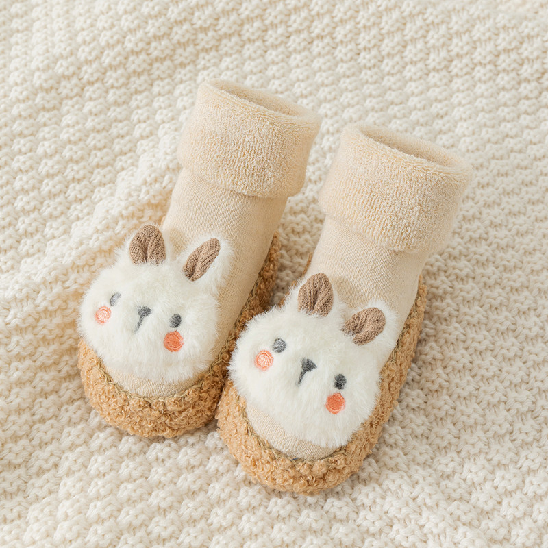 Șosete de podea pentru bebeluși pentru mers, căptușite cu fleece, groase, talpă moale antiderapant, din bumbac, pentru toamnă iarnă, mărime universală, pentru copii 0-2 ani