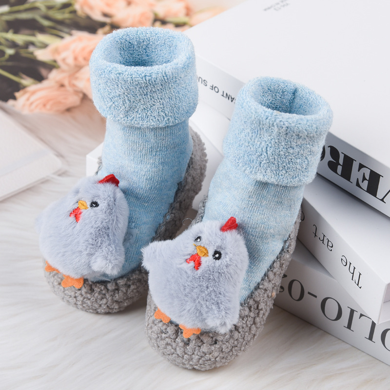 Șosete de podea pentru bebeluși pentru mers, căptușite cu fleece, groase, talpă moale antiderapant, din bumbac, pentru toamnă iarnă, mărime universală, pentru copii 0-2 ani