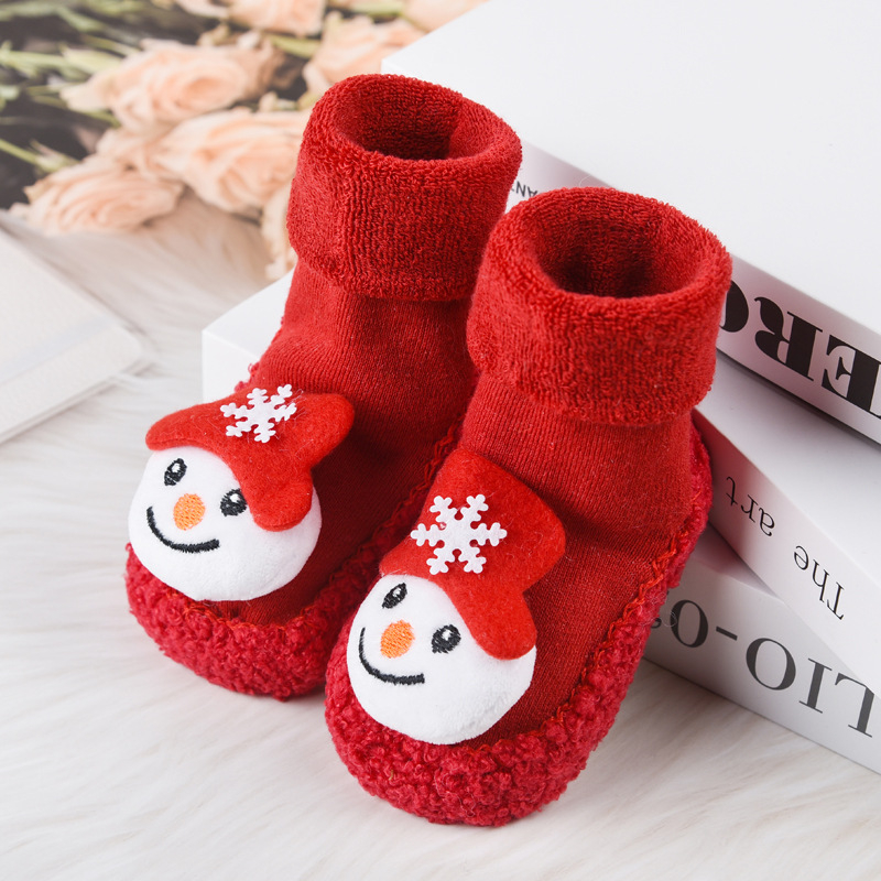 Șosete de podea pentru bebeluși pentru mers, căptușite cu fleece, groase, talpă moale antiderapant, din bumbac, pentru toamnă iarnă, mărime universală, pentru copii 0-2 ani