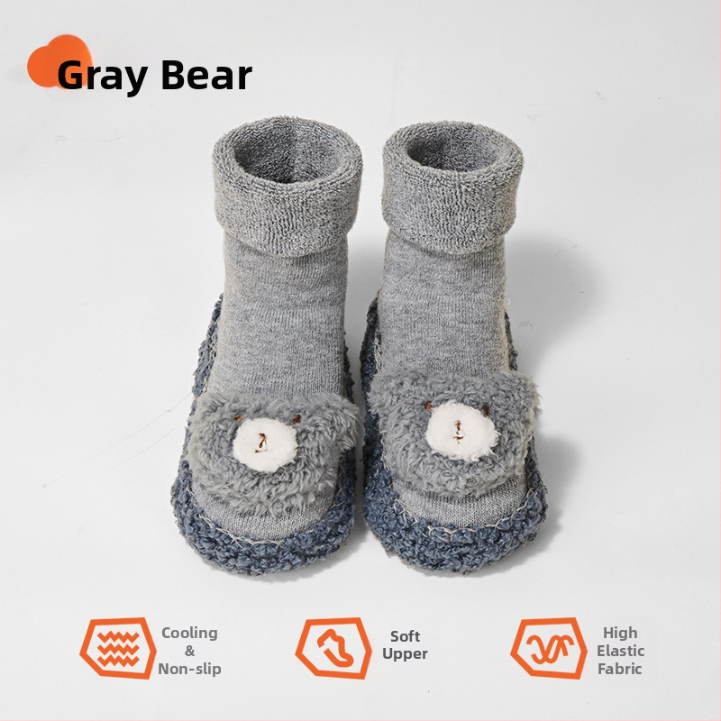 Șosete de podea pentru bebeluși pentru mers, căptușite cu fleece, groase, talpă moale antiderapant, din bumbac, pentru toamnă iarnă, mărime universală, pentru copii 0-2 ani