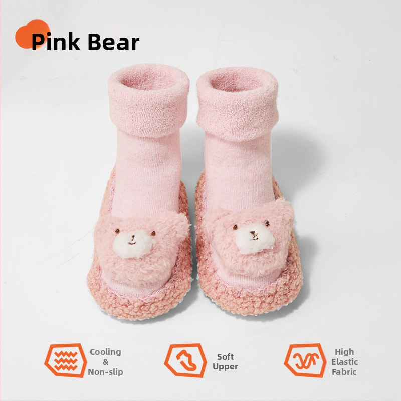 Șosete de podea pentru bebeluși pentru mers, căptușite cu fleece, groase, talpă moale antiderapant, din bumbac, pentru toamnă iarnă, mărime universală, pentru copii 0-2 ani