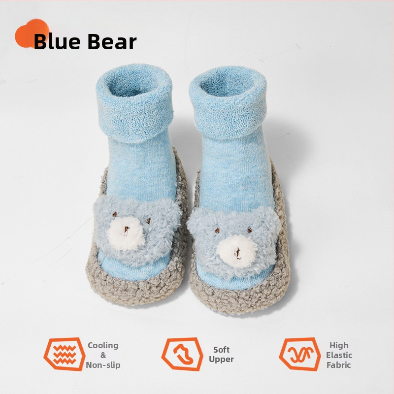 Șosete de podea pentru bebeluși pentru mers, căptușite cu fleece, groase, talpă moale antiderapant, din bumbac, pentru toamnă iarnă, mărime universală, pentru copii 0-2 ani