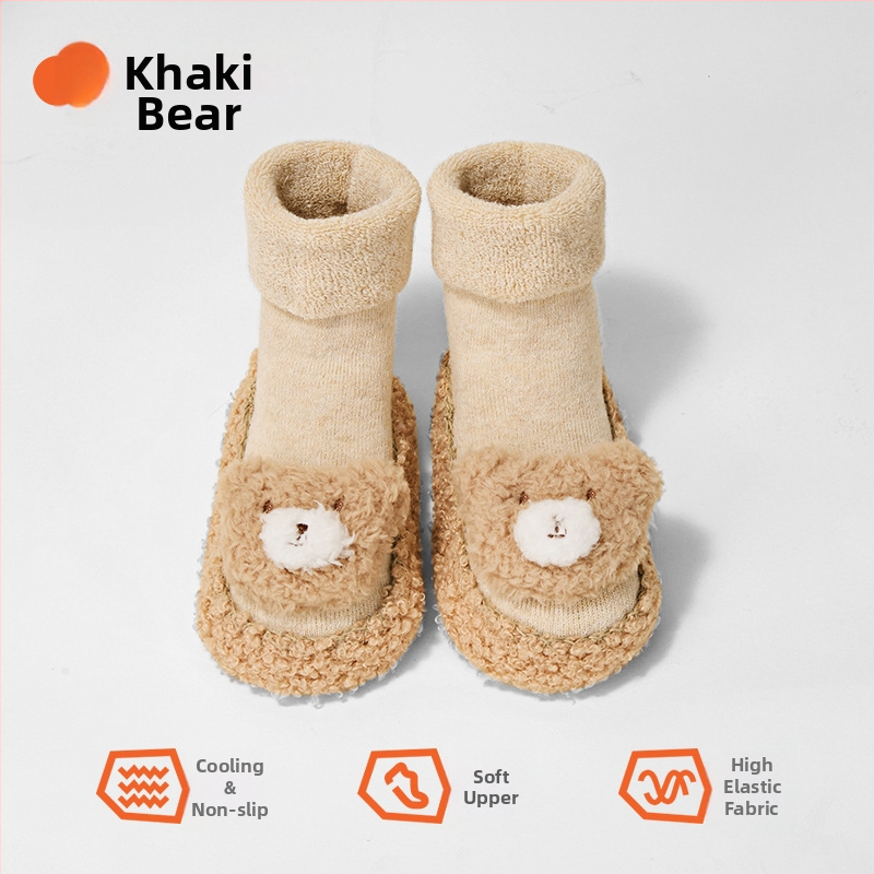 Șosete de podea pentru bebeluși pentru mers, căptușite cu fleece, groase, talpă moale antiderapant, din bumbac, pentru toamnă iarnă, mărime universală, pentru copii 0-2 ani