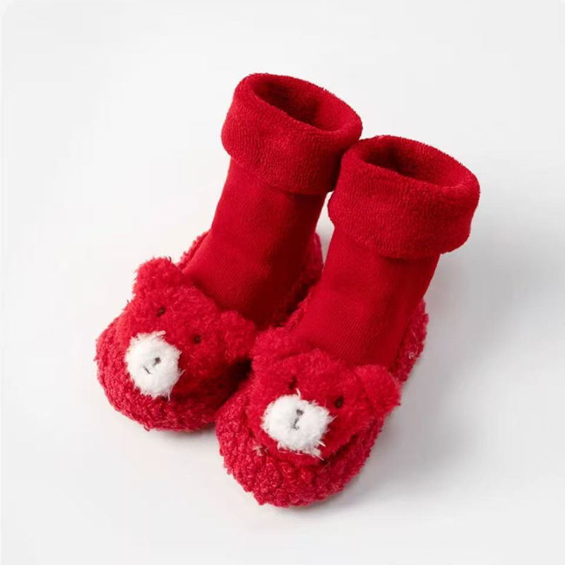 Șosete de podea pentru bebeluși pentru mers, căptușite cu fleece, groase, talpă moale antiderapant, din bumbac, pentru toamnă iarnă, mărime universală, pentru copii 0-2 ani