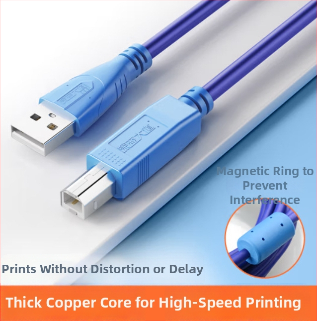 Dark Blue Avenue Cablu USB pentru imprimantă 2.0, înaltă viteză, nucleu din cupru ecranat, pentru imprimante