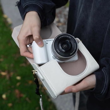 Geantă de cameră pentru Sony ZV-E10 și Canon PowerShot V1 - PU piele, stil geantă de mână, Unisex, Primăvara 2025