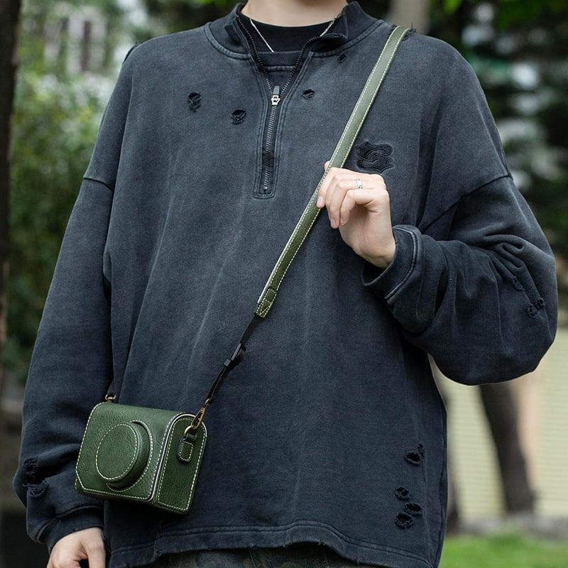 Geantă de cameră pentru Sony ZV-E10 și Canon PowerShot V1 - PU piele, stil geantă de mână, Unisex, Primăvara 2025