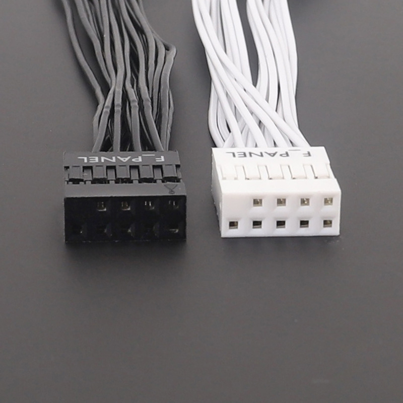 Cablu jumper pentru placă de bază desktop (9 pini, divizor 1-2 pentru panoul frontal, control dual, 20 cm lungime)