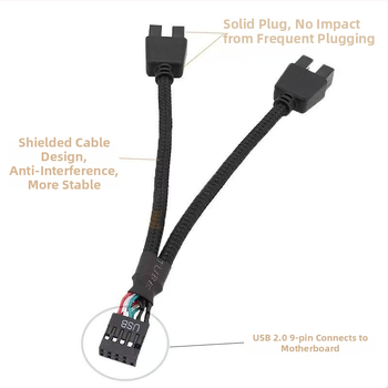 Adaptér USB 9-pin pre základnú dosku: 9-pin na dvojité 9-pin USB konektory HUB