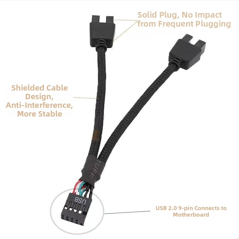 Adaptér USB 9-pin pre základnú dosku: 9-pin na dvojité 9-pin USB konektory HUB