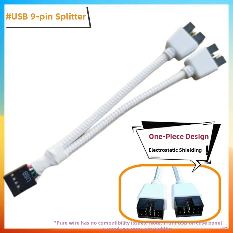 Adaptér USB 9-pin pre základnú dosku: 9-pin na dvojité 9-pin USB konektory HUB
