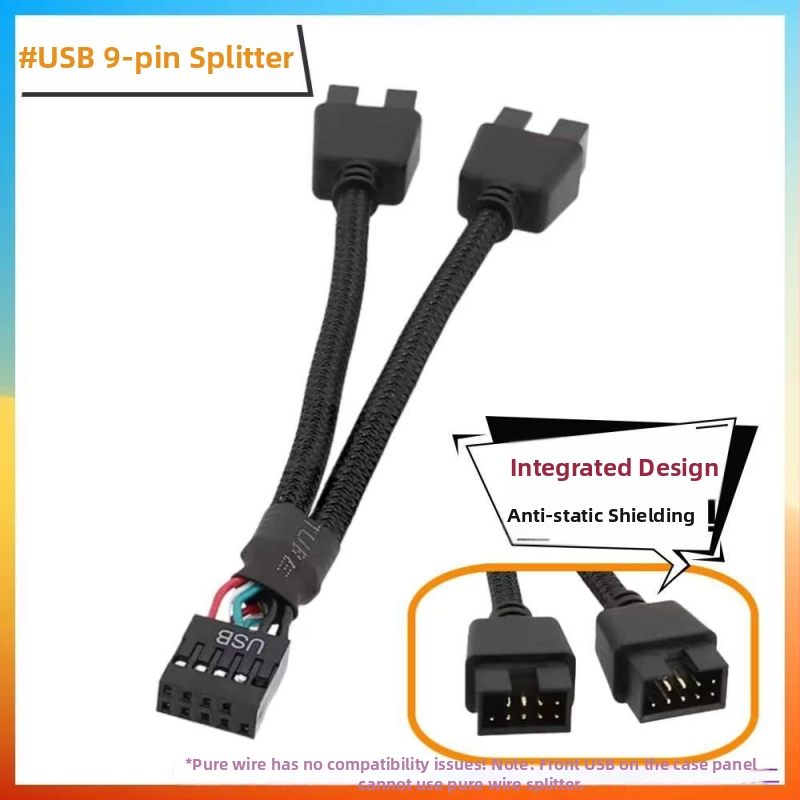 Adaptér USB 9-pin pre základnú dosku: 9-pin na dvojité 9-pin USB konektory HUB