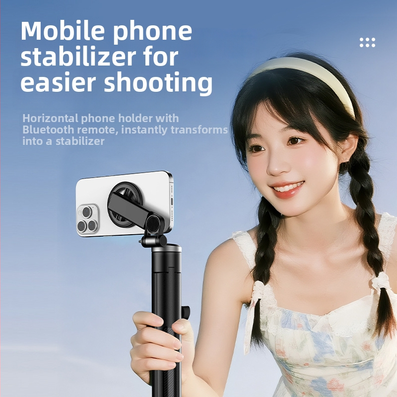 MagSafe magnetický selfie stick pre telefón, tripod na vonkajšie použitie, Bluetooth diaľkové ovládanie, materiál hliníková zliatina + plast, IBIS podpora