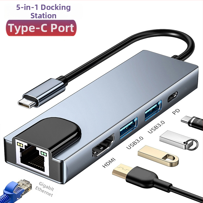 Päť v jednom Type-C dokovacia stanica – USB-C rozhranie, 5 Gbps, napájanie cez zbernicu