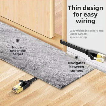 Flat CAT6 δίκτυο καλώδιο, 8 πυρήνων, αλουμίνιο επενδεδυμένο με χαλκό, RJ-45 σύνδεσμος, 1000 Mbps