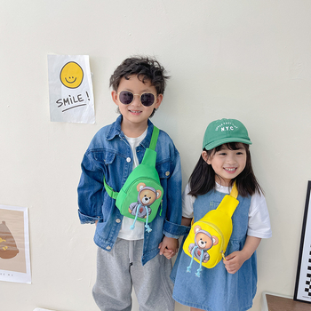 Geantă de piept în formă de urs pentru copii — nylon, respirabilă, rezistentă la uzură, cu o singură curea de umăr, pentru utilizare zilnică la grădiniță