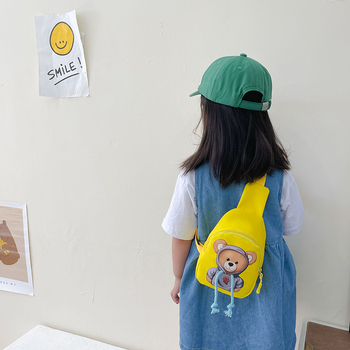 Geantă de piept în formă de urs pentru copii — nylon, respirabilă, rezistentă la uzură, cu o singură curea de umăr, pentru utilizare zilnică la grădiniță