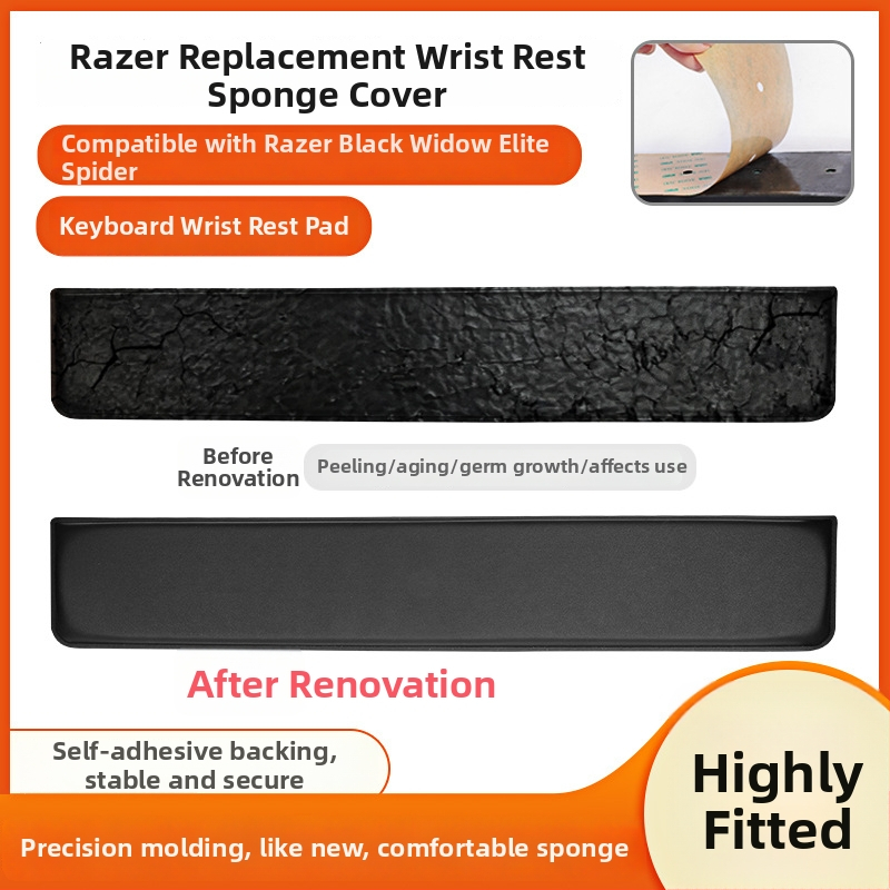 Ādas tastatūras plaukstas atbalsta paliktnis Razer Black Widow Spider Elite Edition – spēlēm, 104 tausti, viegli tīrāms