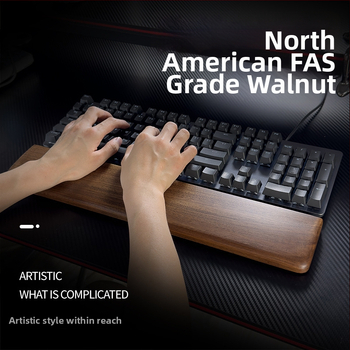 Mehāniskās tastatūras plaukstas balsts – Ciets koks, nodilumizturīgs, ērtā plaukstas un pele balsts spēlēm, pielāgojams