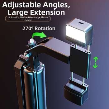 P530 kovový tripod na selfie s Bluetooth diaľkovým ovládaním, stabilizátorom a LED svetlom