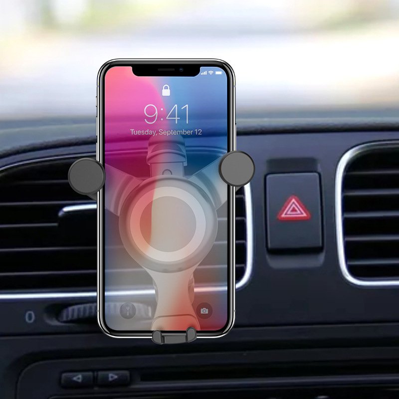 KF001 Suport auto pentru telefon cu senzor de greutate și clips pentru ventilație, universal, ABS + gel de silice