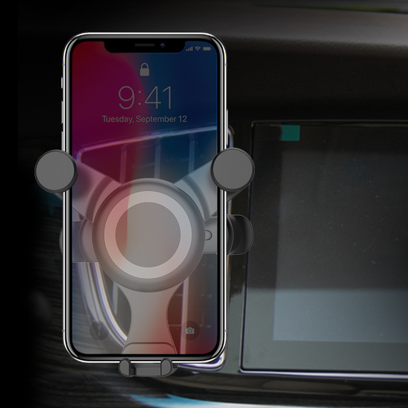 KF001 Suport auto pentru telefon cu senzor de greutate și clips pentru ventilație, universal, ABS + gel de silice