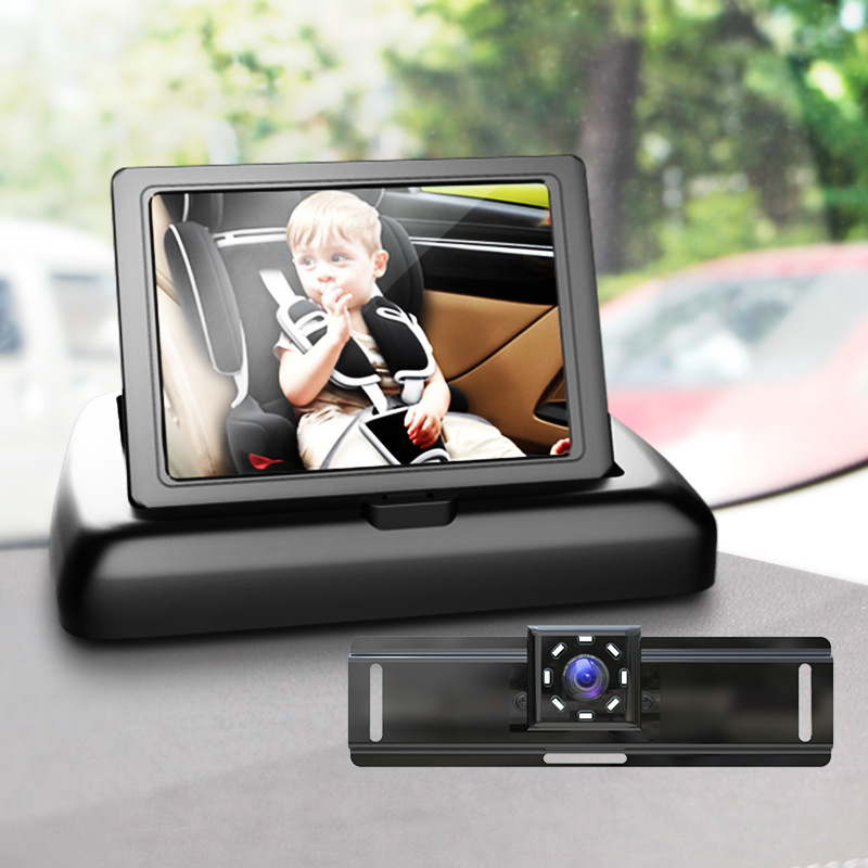 Monitor auto cu LCD pentru monitorizarea bebelușilor, model YB-043CA, ecran LCD, rezoluție 480x272, intrare analogică/digitală