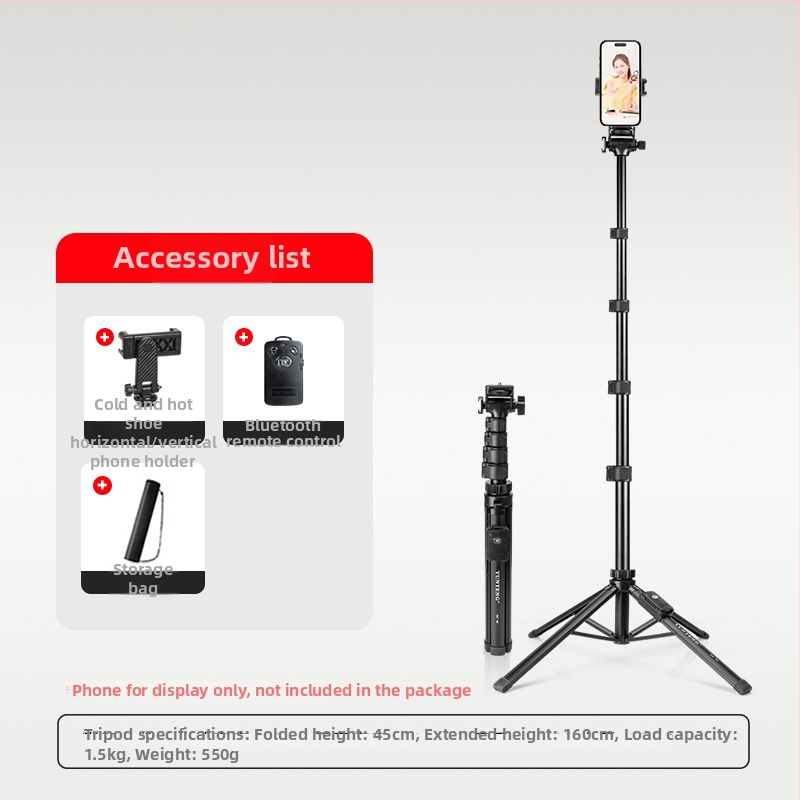 Yunteng XC90 četveronožni selfie štap s Bluetooth daljinskim upravljačem, stabilizirajući držač za telefon i akcijsku kameru, iz legure