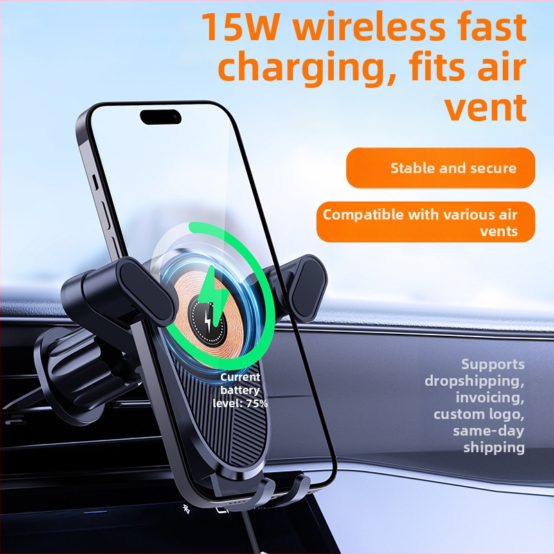 Sayn držač automobila za telefon s bežičnim punjenjem, pričvršćivanje vakuumskom čašicom na ventilaciju i ploču, univerzalni plastični