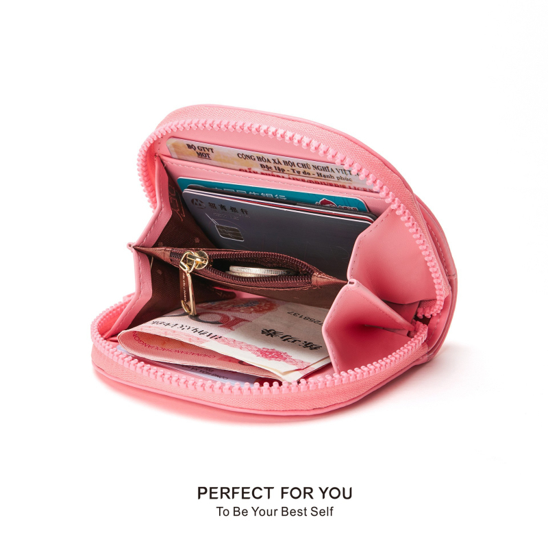 Ženski PU novčanik, više pretinaca za kartice, pretinac za novčiće, kompaktni polukružni dizajn, gradski minimalistički stil, podstava od poliestera