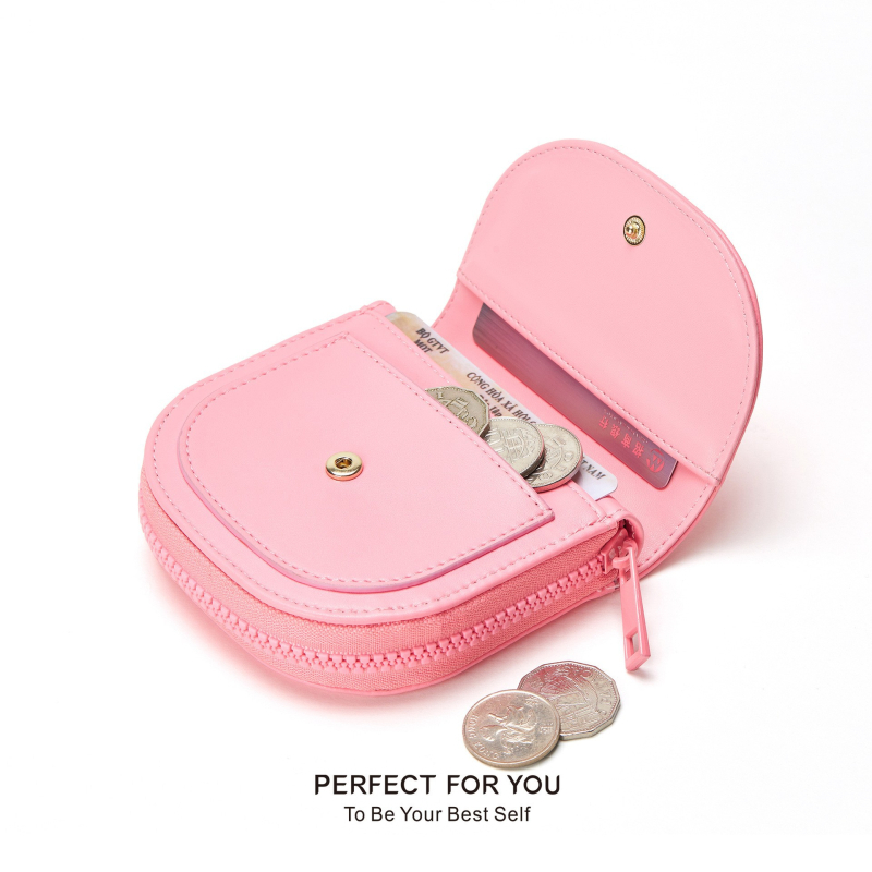 Ženski PU novčanik, više pretinaca za kartice, pretinac za novčiće, kompaktni polukružni dizajn, gradski minimalistički stil, podstava od poliestera