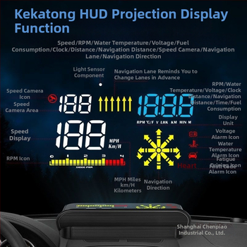 Automobilinis LCD HUD ekranas belaidžiu Bluetooth