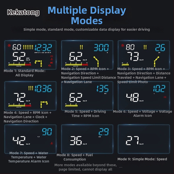 Automobilinis LCD HUD ekranas belaidžiu Bluetooth